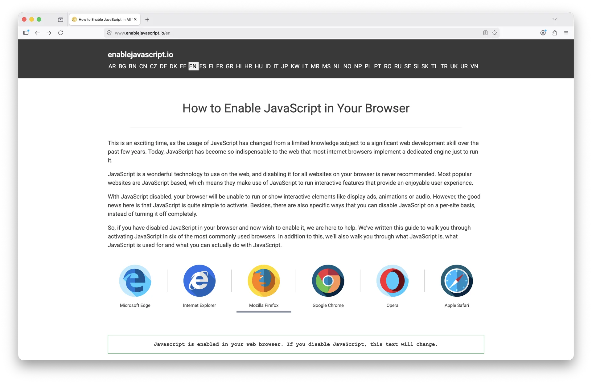 Mozilla Firefox window open on macOS Sequoia showing a sample page